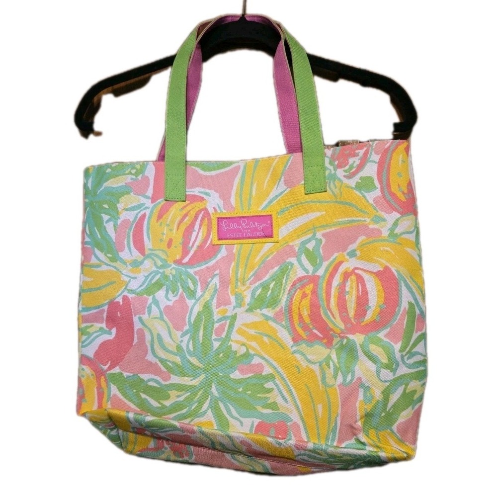 Lilly Pulitzer x Estee Lauder Beach Tote Bag Tropical Floral Lemon Resortwear